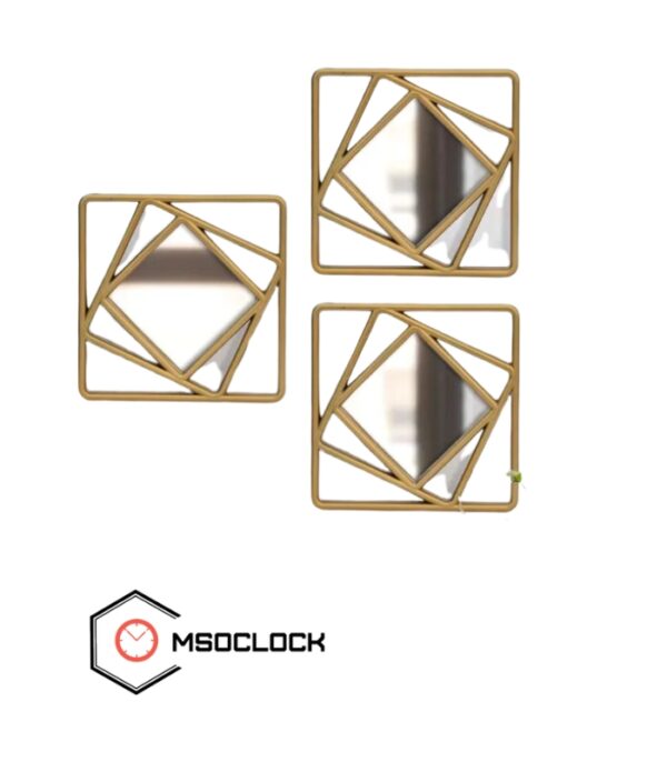 3 Piece Wall Hanging Mirrors Set for Home, Living Room, Bedroom, Hallway, Decorative Interior Accent