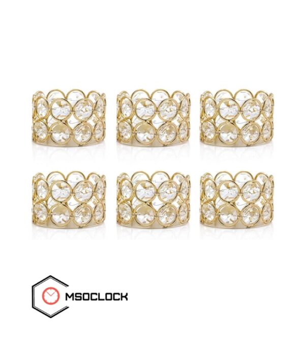 Crystal Tealight Candle Holders – Gold Votive Bowl Set for Home, Diwali, Weddings & Party Decor (Pack of 6)