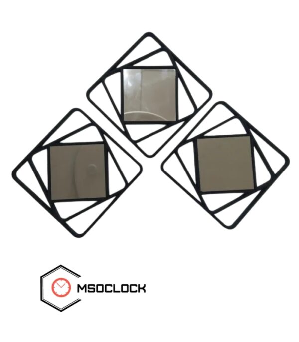 3 Piece Wall Hanging Mirrors Set for Elegant Home, Living Room, Bedroom, Hallway, Decorative Interior Accent