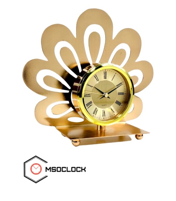 Golden Rose Design Table Clock for Home, Office Desk, Bedroom, Living Room, Elegant Decorative Timepiece